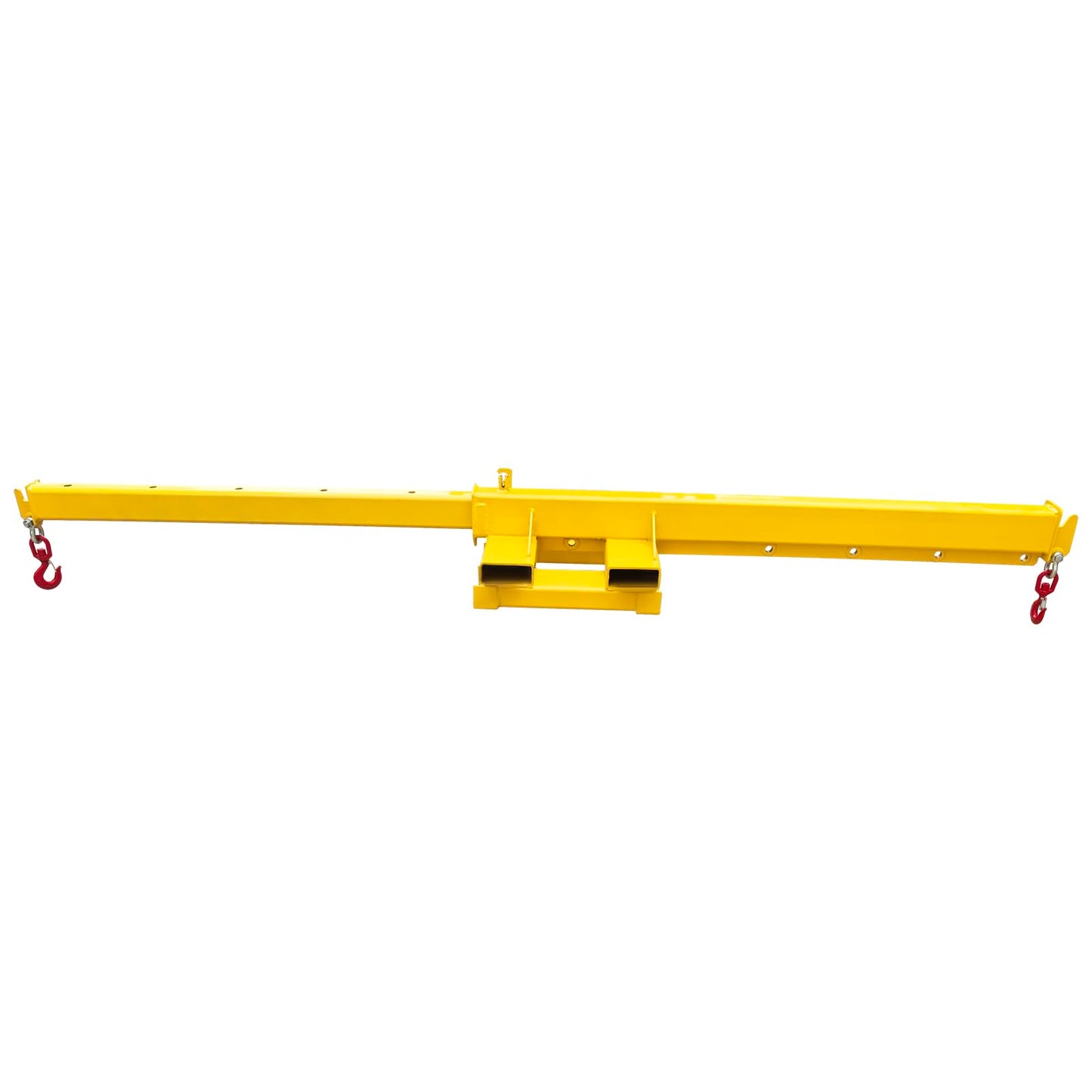 TECHTONGDA Dual-Direction Forklift Jib Crane - 6600 Lbs Telescoping Boom Works in Transverse & Longitudinal, Adjustable Mobile Crane Lifting Hoist Jib Boom with 2 Hooks, Forklift Attachment