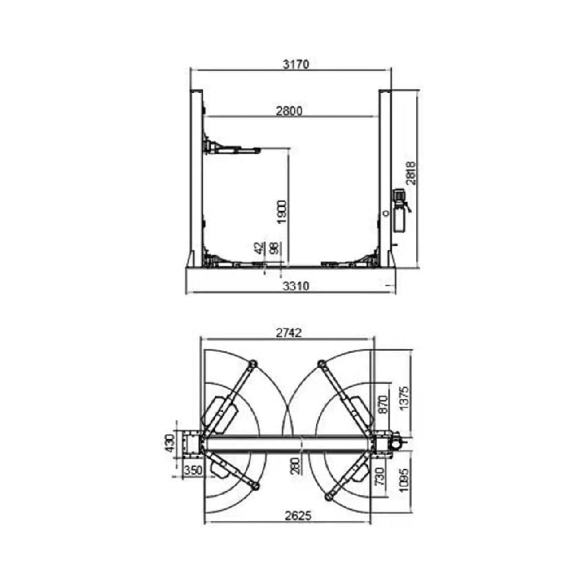 12000 Lbs 4.0HP KT-H120D Two Post Lift Single Lock Release Auto Lift, Car Hoist, 2 Post Truck Lift Symmetric Arms & Dual Hydraulic Cylinders