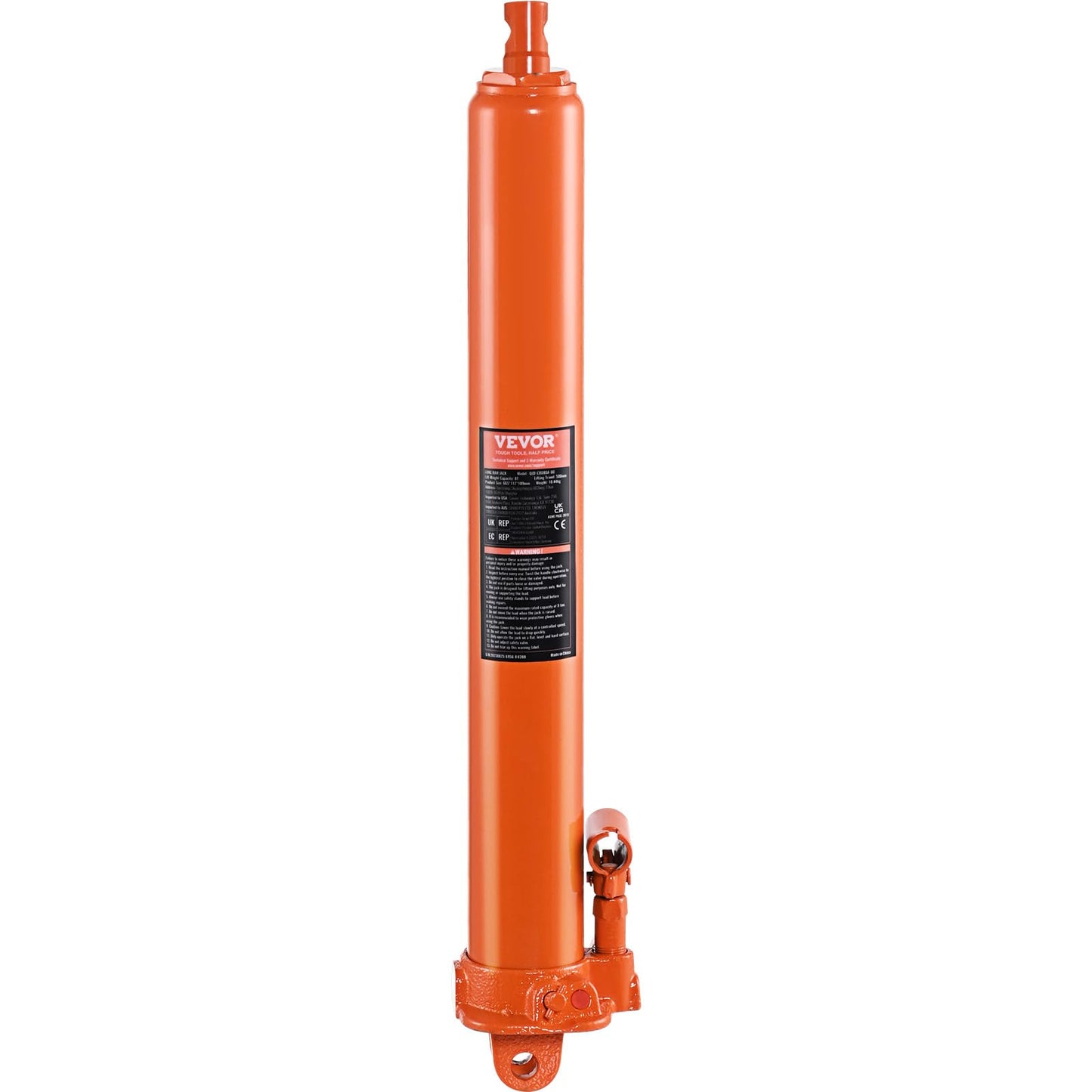 VEVOR Hydraulic Long Ram Jack, 8 Ton Engine Hoist Cylinder with Single Piston Pump and Clevis Base, Hydraulic Ram Cylinder for Engine Lift Hoists, Hydraulic Garage/Shop Cranes, Mechanical, Farm