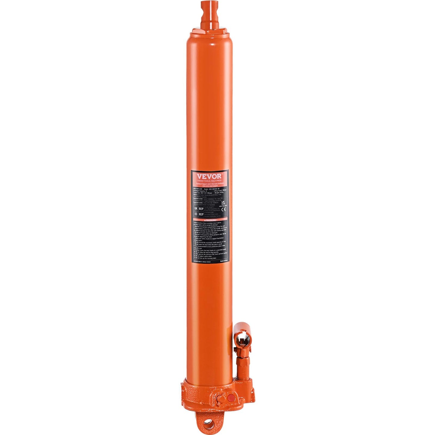 VEVOR Hydraulic Long Ram Jack, 3 Ton Engine Hoist Cylinder with Single Piston Pump and Clevis Base, for Engine Lift Hoists, Garage/Shop Cranes, Mechanical, Farm