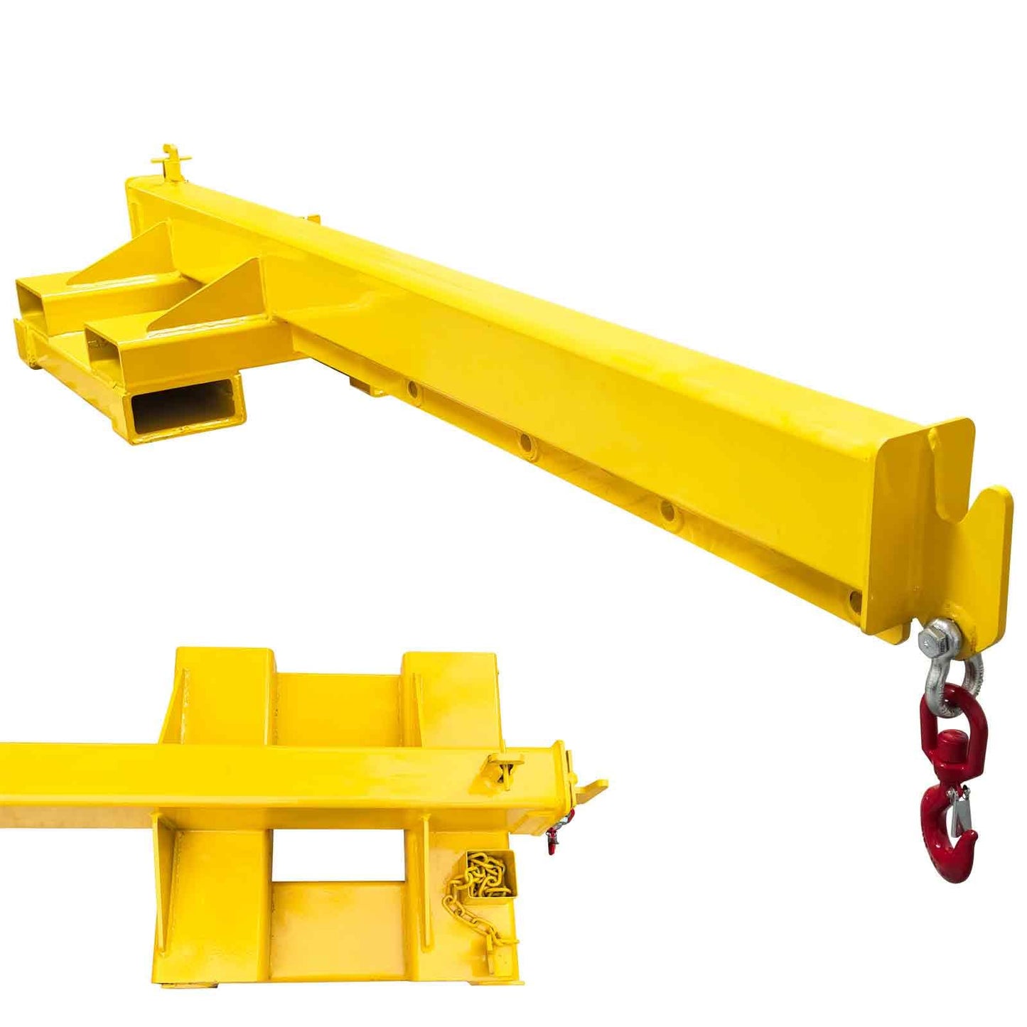 BEILOCKERY Forklift Jib Crane 6600lbs/3 Ton Capacity, Telescopic Boom with Transverse & Longitudinal Direction, Adjustable Mobile Hoist with Truss Boom & 2 Hooks, Max Reach 145.2 Inches