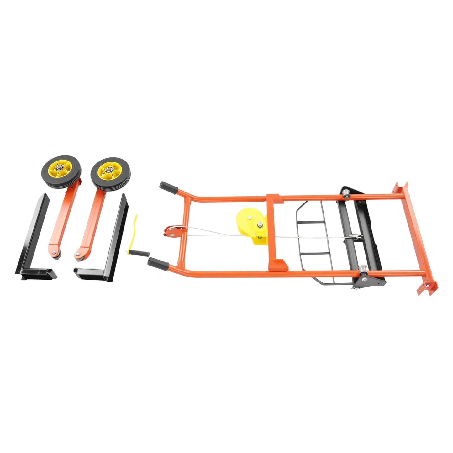 Hydraulic Material Lift Winch Stacker, 330lbs Capacity Pallet Truck Dolly, Lift Table 40" Max Lift w/ 9" Swivel Wheels & Adjustable Fork Spacing for Warehouse, Factory