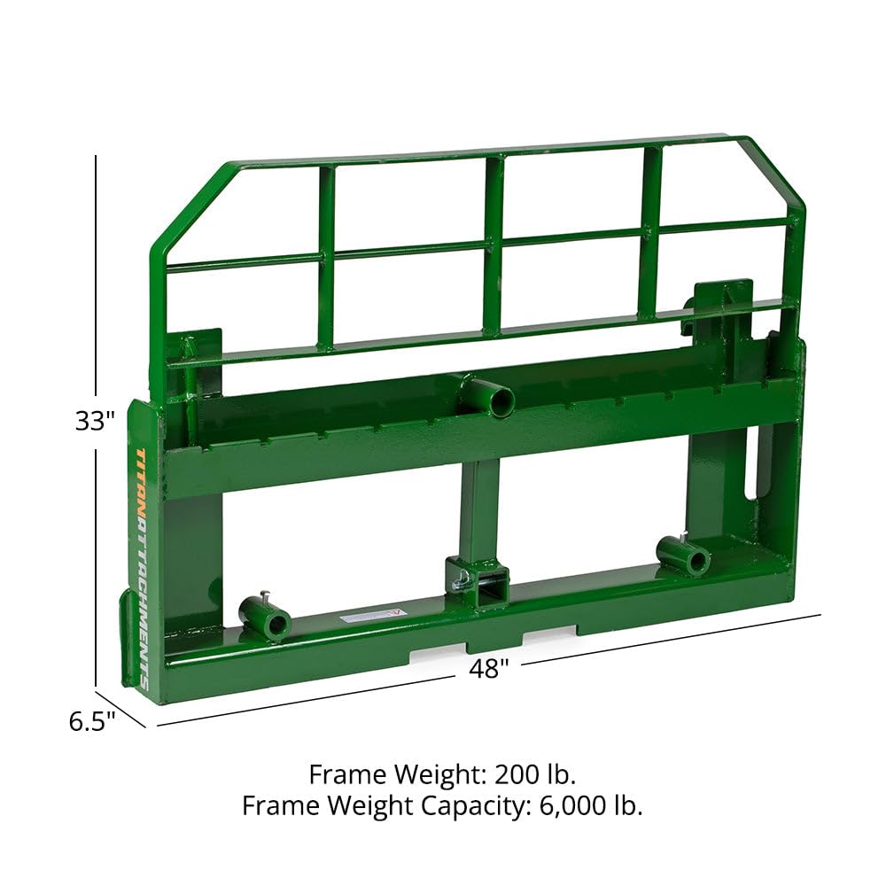 Titan Attachments Pro Series Pallet Fork Frame, Hook and Pin Mounting Style, Rated 6000 LB, Fits Class II Pallet Fork Blades, C2 Hay Spear, & Stabilizer Spears, 2" Receiver Hitch