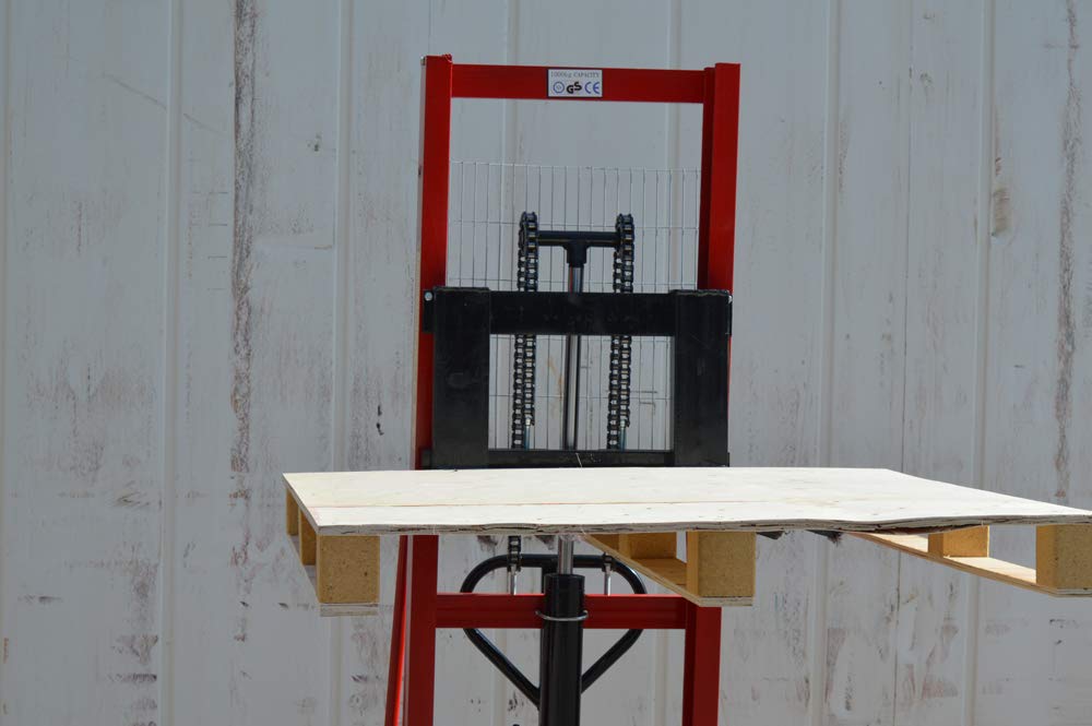 INTSUPERMAI Manual Pallet Stacker 2200lbs Capacity 63inch Lift Height with Straddle Legs Adjustable Forks Manual Hydraulic Hand Pump Stacker