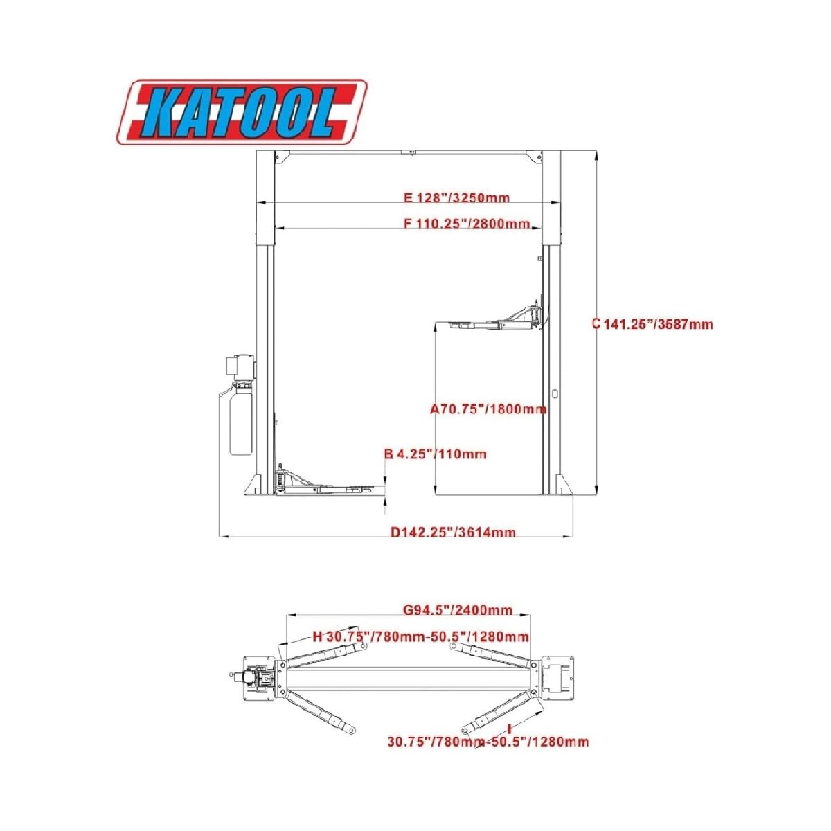 ME-LM110S Two Post Lift 11000Lbs Capacity, Hydraulic Auto Car Lift 2 Post Lift, 220V/60Hz Heavy Duty Vehicle Lift for Shops & Garages