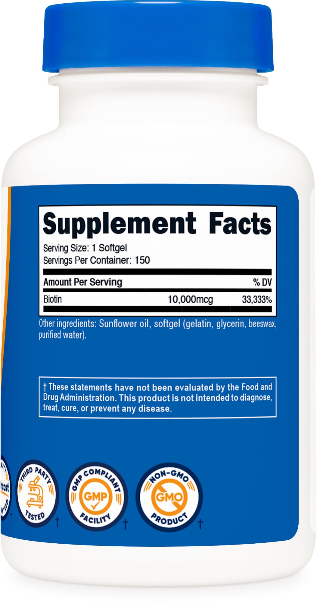 Nutricost Biotin (10,000mcg) 150 Softgels - Gluten Free, Non-GMO