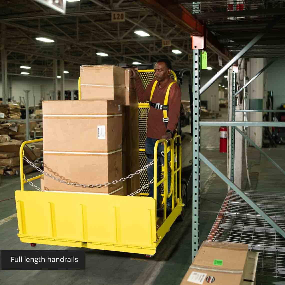 Titan Attachments 54-in Wide Mobile Easy Loading Work Platform for Fork Trucks and Forklifts