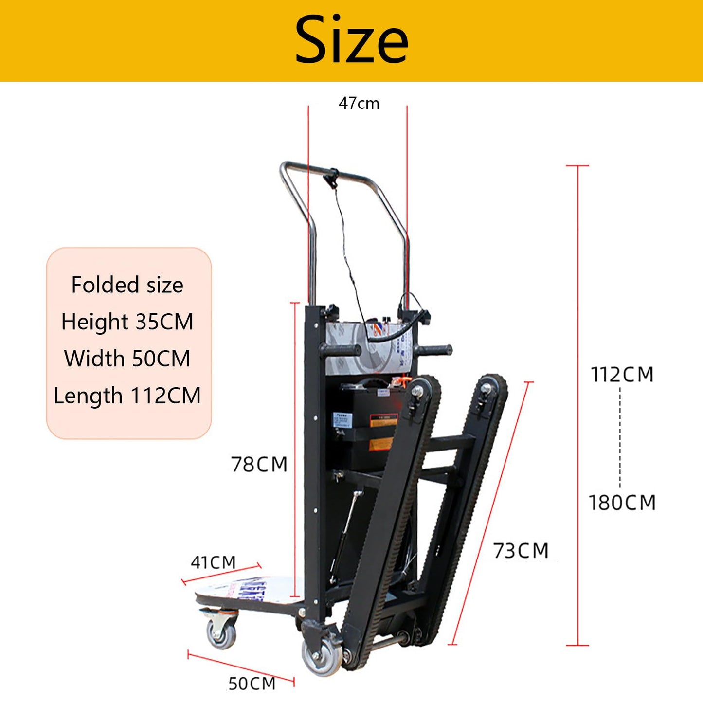 GESAIDES Electric Stair Climbing Dolly, 500kg 2980W Powered Electric Stair Climbing Hand Trucks Dolly Cart with Rubber Tracks for Moving, Heavy Duty Stair Climber
