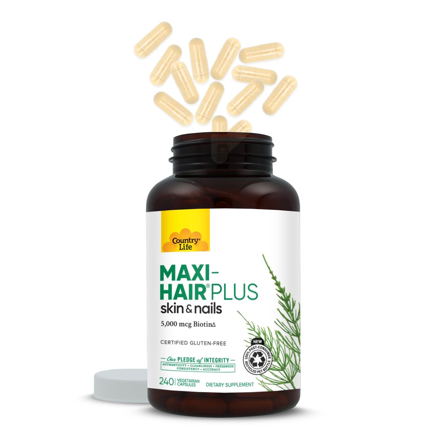 Country Life, Maxi-Hair Plus Biotin, Supports Healthy Hair, Skin and Nails, Daily Supplement, 240 ct