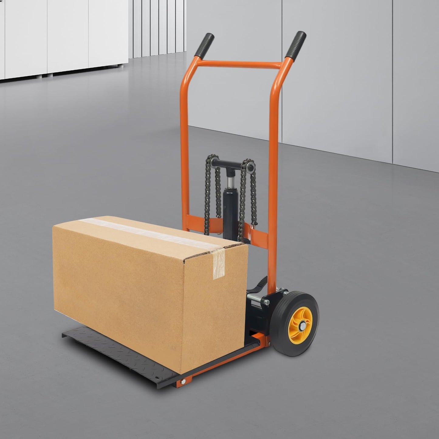 ZBXGJKSY Hydraulic Material Lift Winch Stacker, 577 Lbs Hydraulic Material Lift Pallet Truck 2 Modes Adjustable Lift Stacker with Removable Lifting Plate Max 36" Lift Height Pallet Jack for Workshops