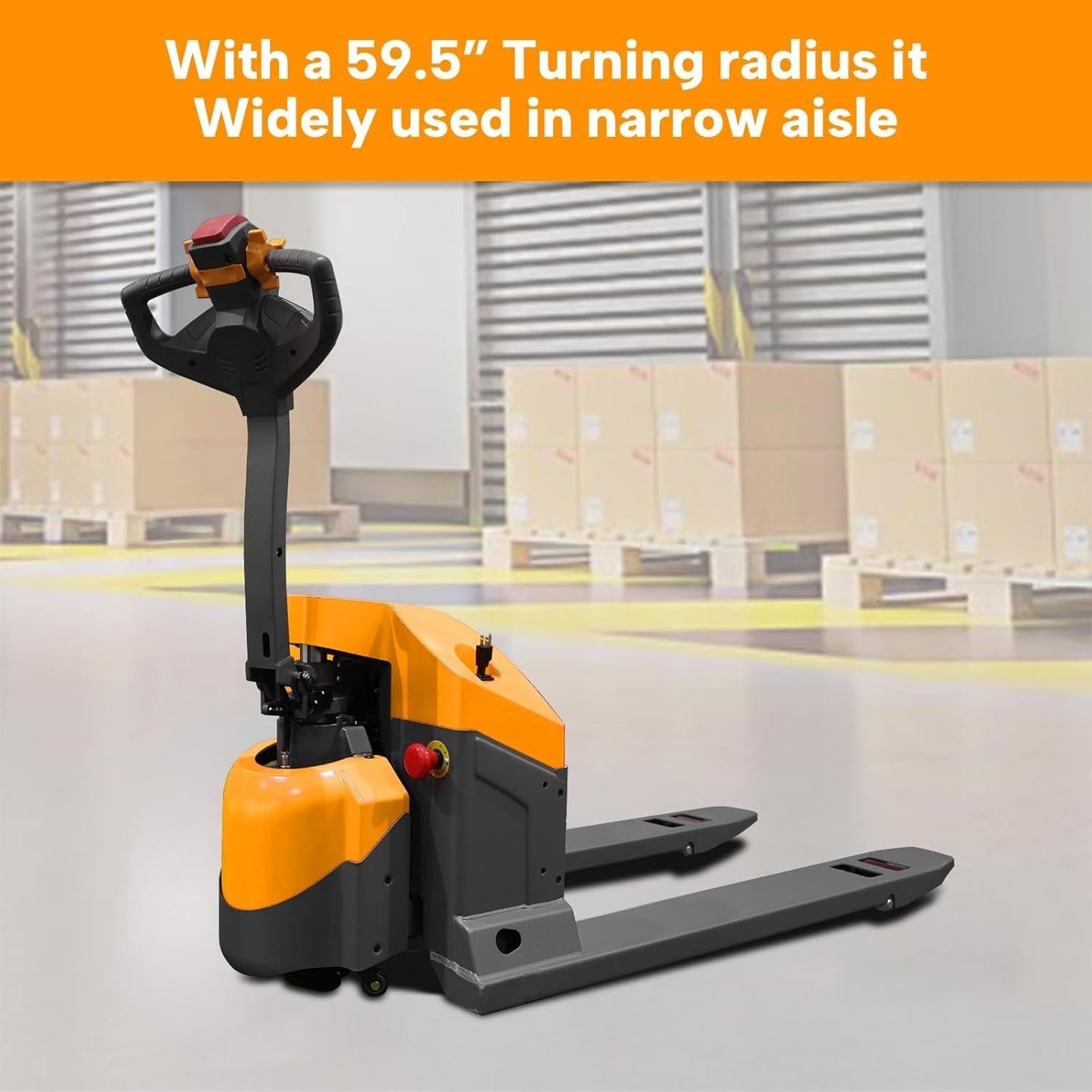 APOLLOLIFT Full Electric Pallet Jack, 4400lbs Capacity 48" x 27" Fork Size Pallet Truck with Emergency Key Switch for Narrow Space-2PCS