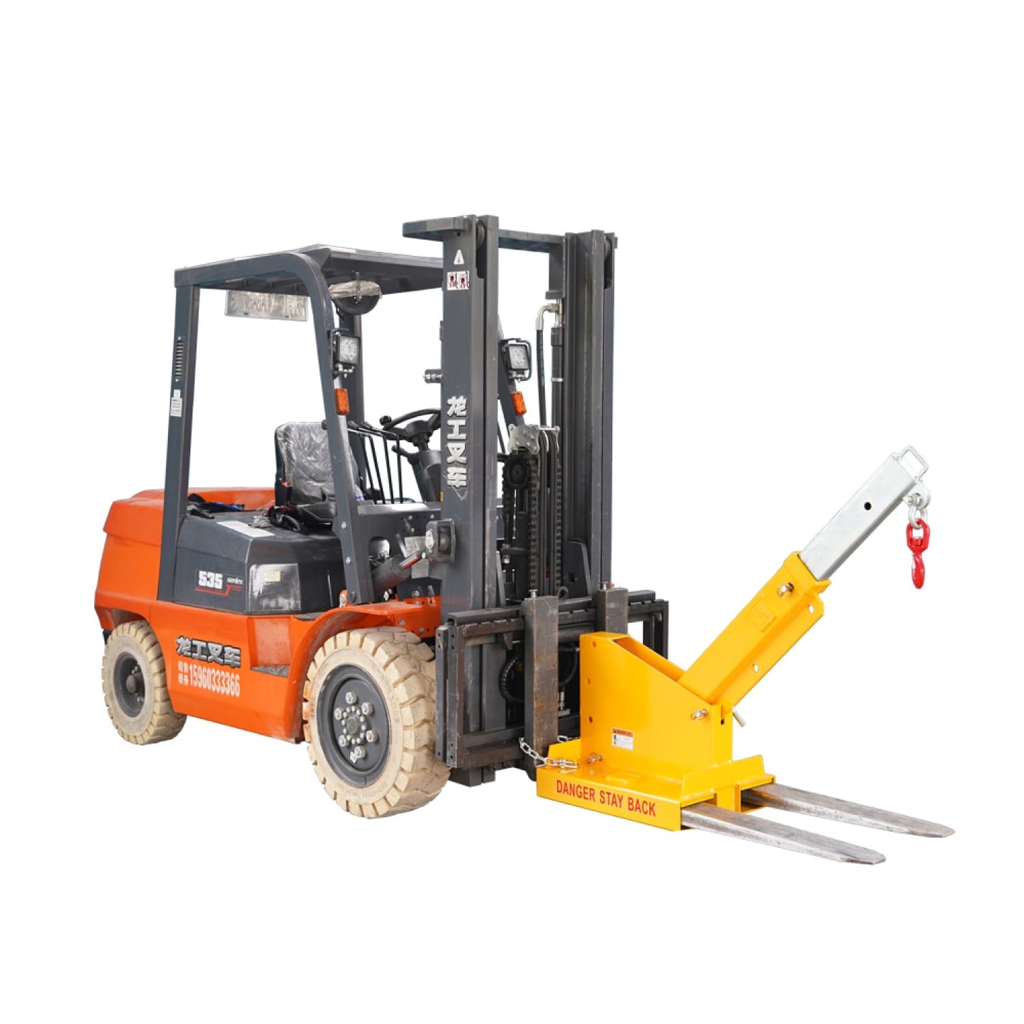 Fork Mounted Telescoping Crane Jib Boom, Forklift Jib Boom Crane, Adjustable Boom 33-80in, Forklift Mobile Crane