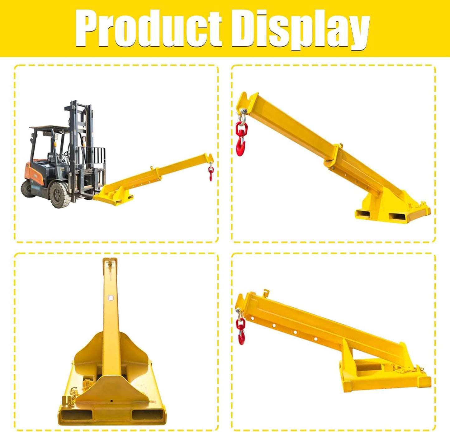 HQHAOTWU Forklift Jib Boom Crane 8800lbs Capacity Telescoping Mobile Crane Industrial Adjustable Forklift Lifting Hoist Truss Jib Boom Hook Manual Telescopic 63in-94.5in for Warehouse & Factories