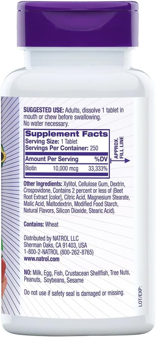 Natrol Biotin BEAUTY 10, 000 mcg, 250 Fast Dissolve Tablets