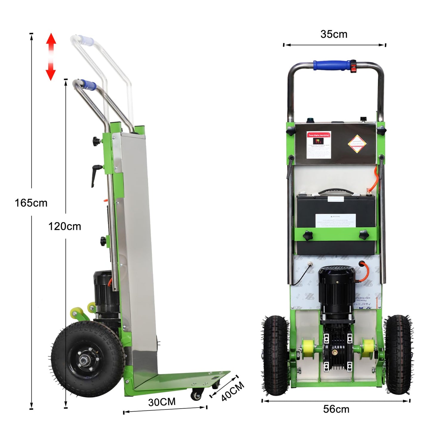 ROOMEDAL 880lb Electric Stair Climbing Hand Trucks Dolly Cart for Moving, Heavy Duty Stair Climber Cart 1200W Powered Stair Climbing Hand Truck, Green