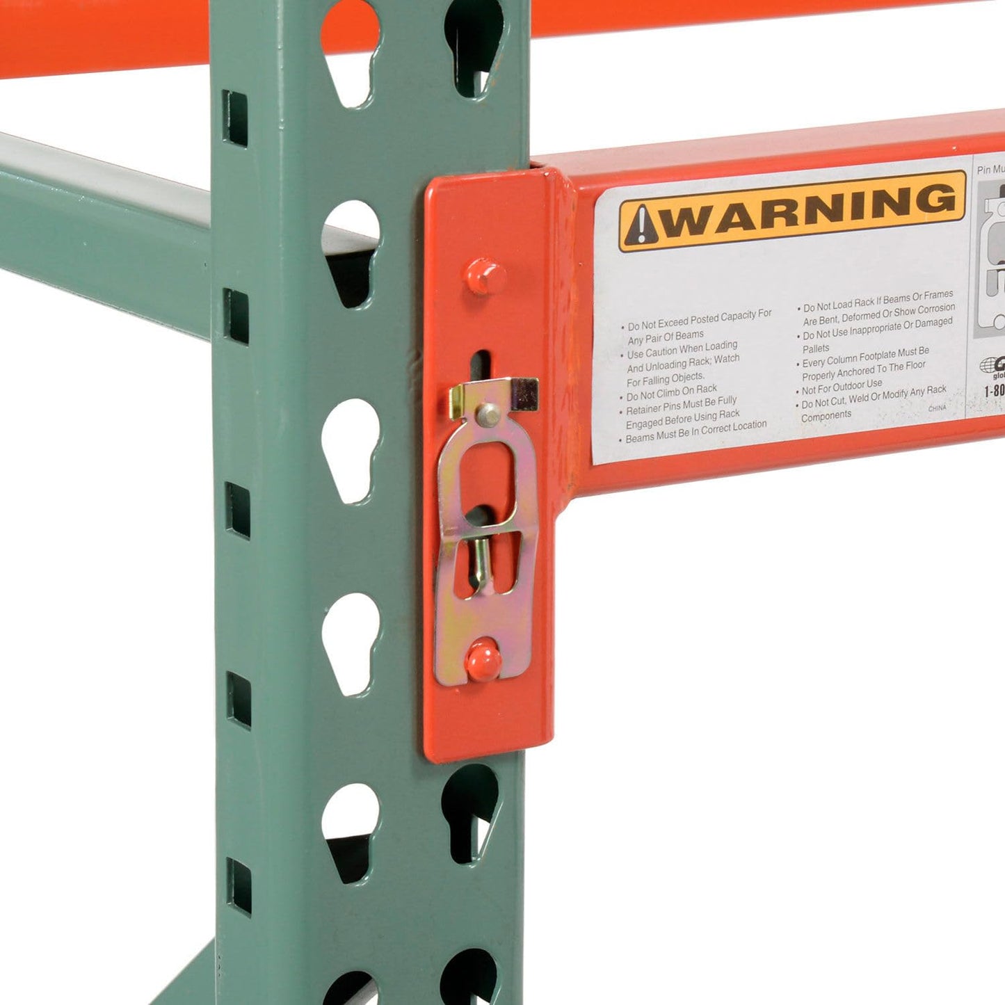 Global Industrial Teardrop Pallet Rack Starter Unit, 120"W x 48"D x 120"H, 5630 lbs Shelf Capacity, Steel Construction, Orange & Green, For Industrial Storage