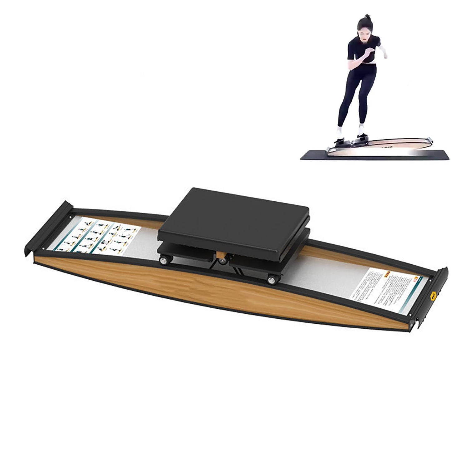 CHANGLKJ Ski Simulator Training Machine, Ski Training Simulator with Mute Rubber Rollers, 150kg Load and 6 Levels Resistance Adjustable, Shock Absorption and Wear Resistance, for Boosting Endurance