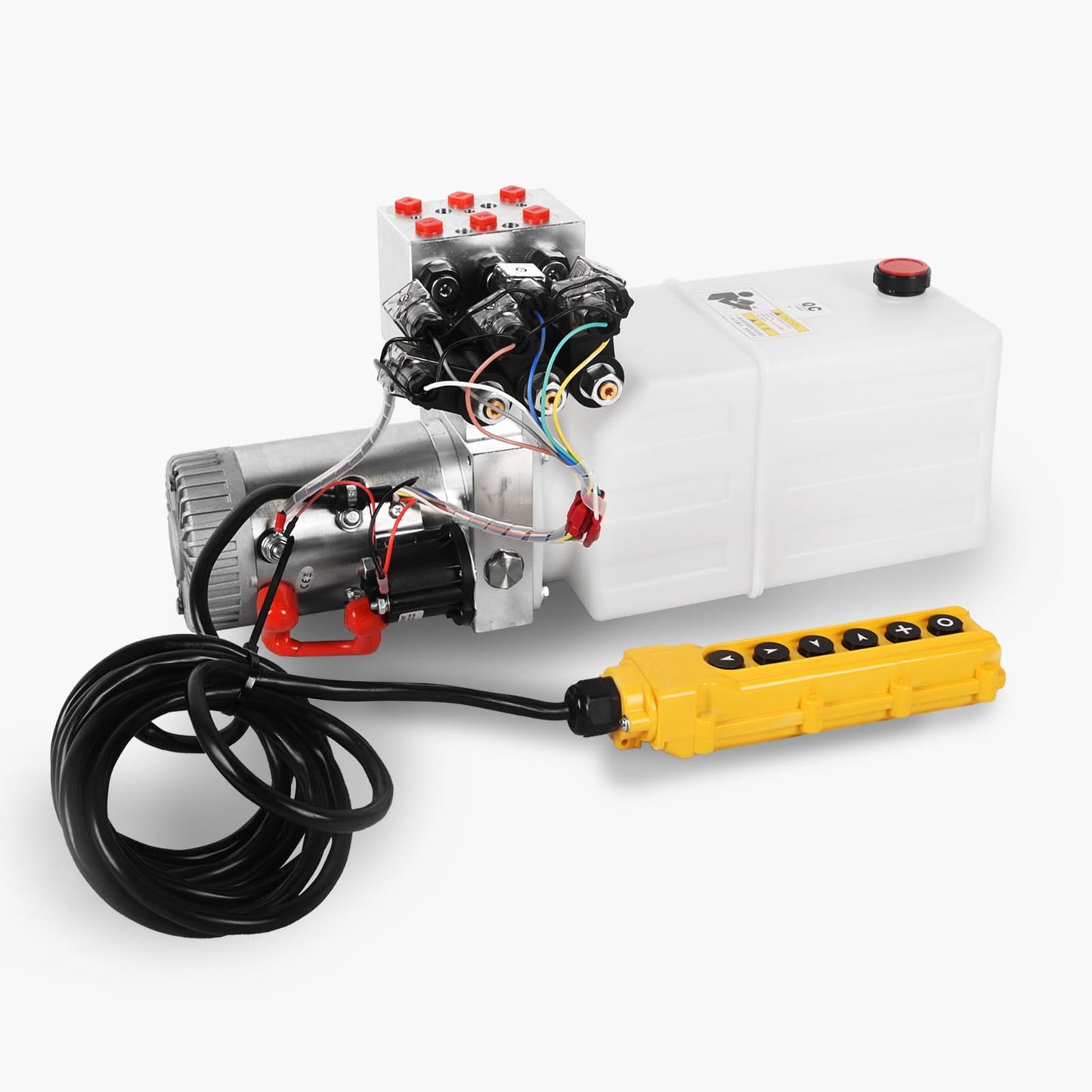 Doppy 6 Quart Hydraulic Power Unit,Double Acting Hydraulic Pump, 3200 PSI 12V DC Plastic Reservoir Hydraulic Pump Unit for Dump Trailer Car Lifting Platforms