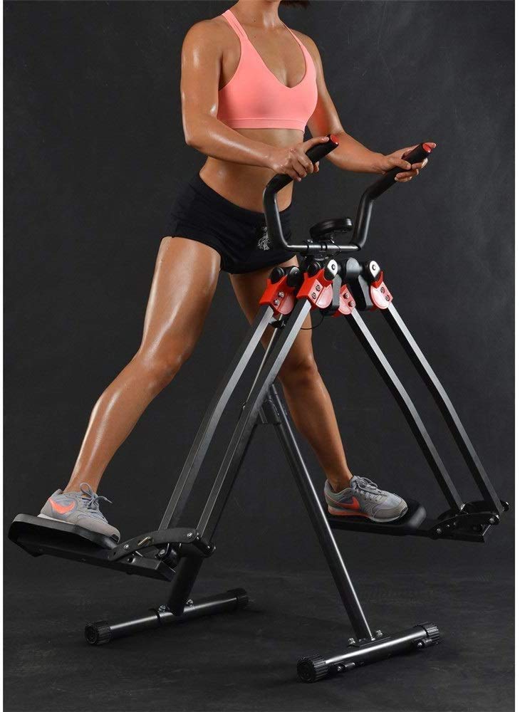 ZHCWEP Stepper Stepping Machine Cardio Training Machine Twisted Disc with Handle Adjustable Indoor Fitness Stair Stepper Exercise Buttocks Legs Waist Abs (Color : Black, Size : 53.5x73x121c