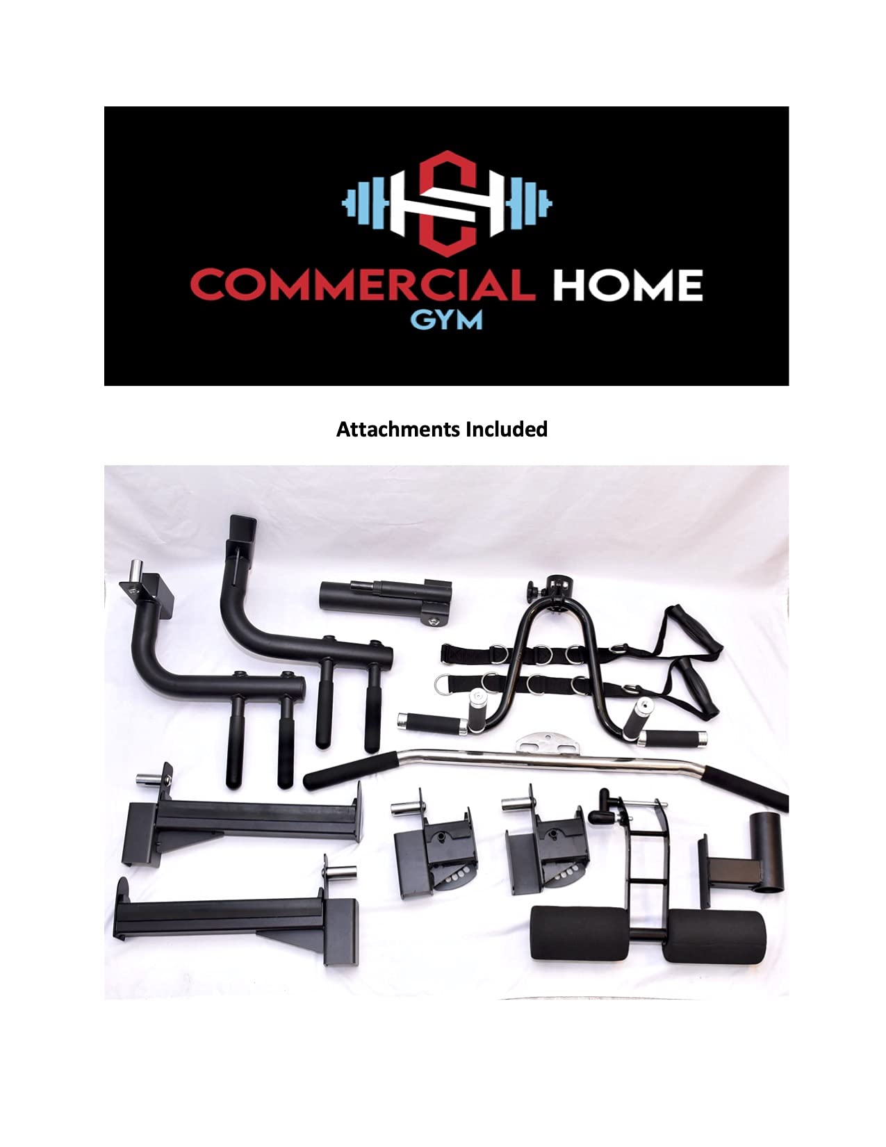 Commercial Home Gym - Smith Machine w/ Cross Cables - Built in 350 lbs Weights - Black - Standard