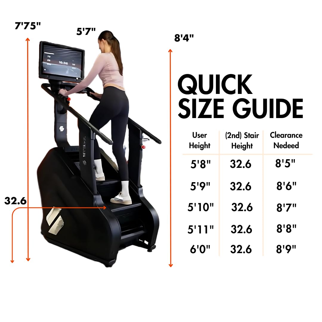 STEPR XL+, Commercial Stair Climber with 27" Touchscreen, 9" Step Height, Strength & Resistance Anchor Points, 190 Steps/Min, 450 lb Capacity