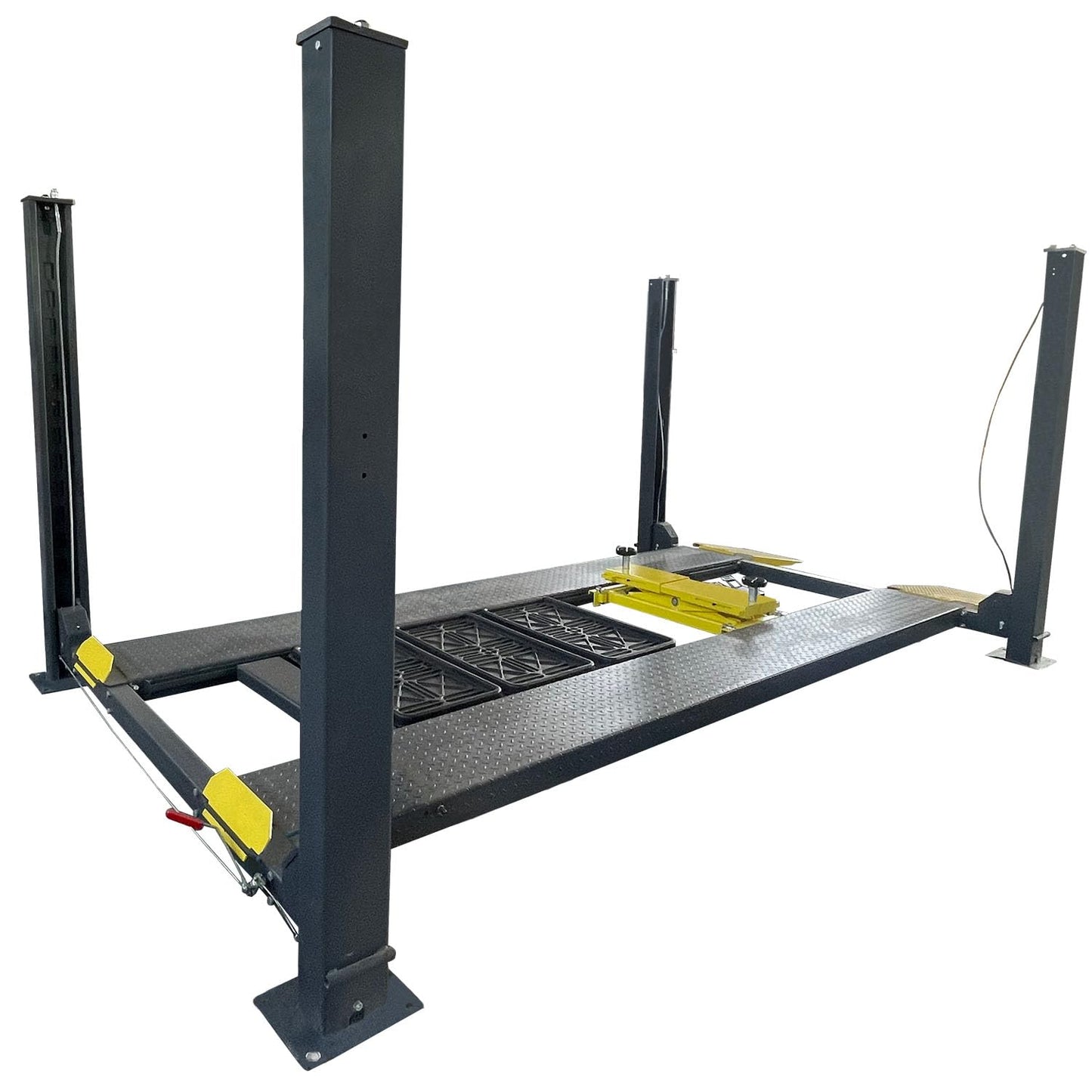 HPDMC 8500 lbs Four Post Parking Lift, 110V Heavy Duty 4 Post Lift w/Caster, Suit for Workshop, Maintenance Shop 1 Year Warranty (No Rolling Jack Included)