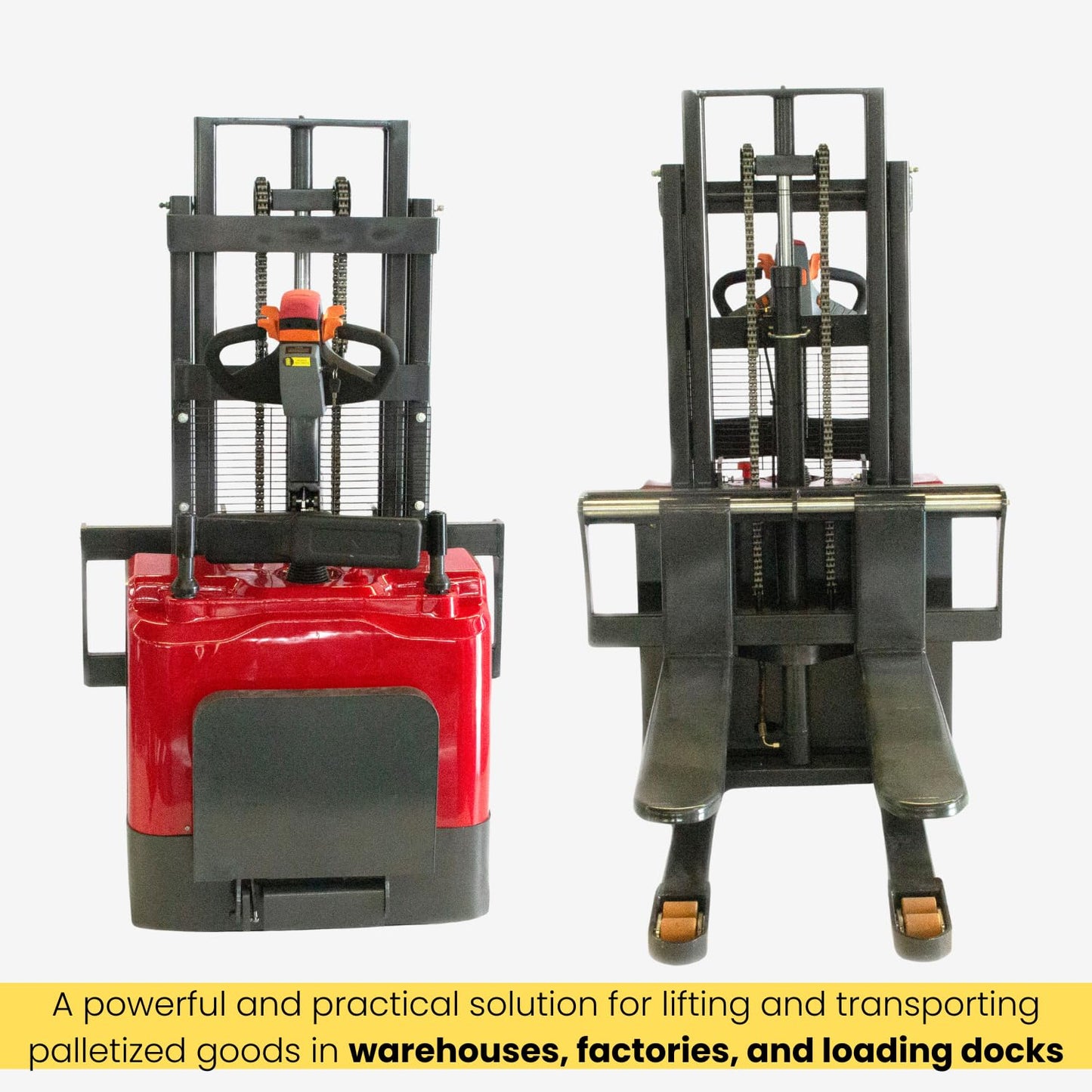 Full Electric Pallet Stacker, 3300 lb Capacity, 78" Lift Height, Walk-Behind Material Lift for Open-Bottom Pallets, Warehouse Stacker