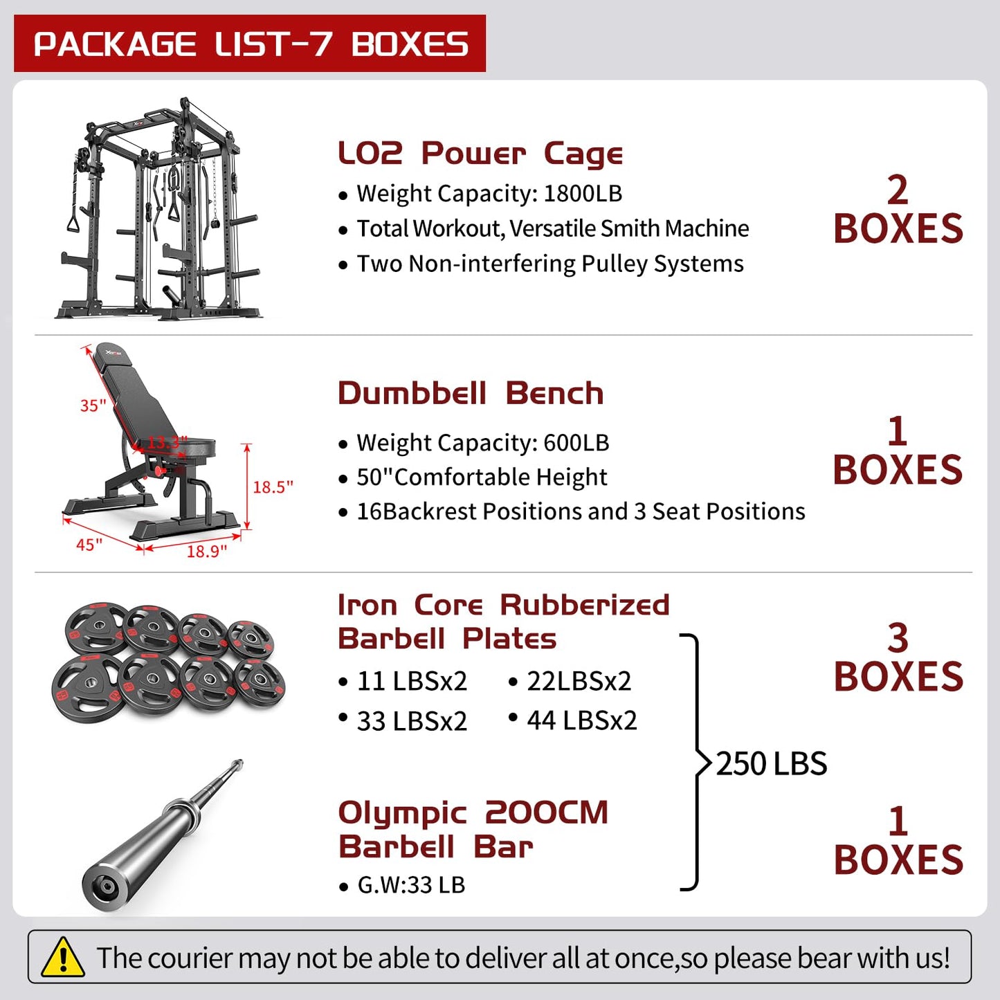 XGSW XINGESIWR Multi-Purpose Squat Rack,Smith Machine Weight Rack Set with Cable Crossover System, Home Gym Power Racks, Power Racks and Packages (L02, Power cage Black+Bench+Cast lron 220LBS)