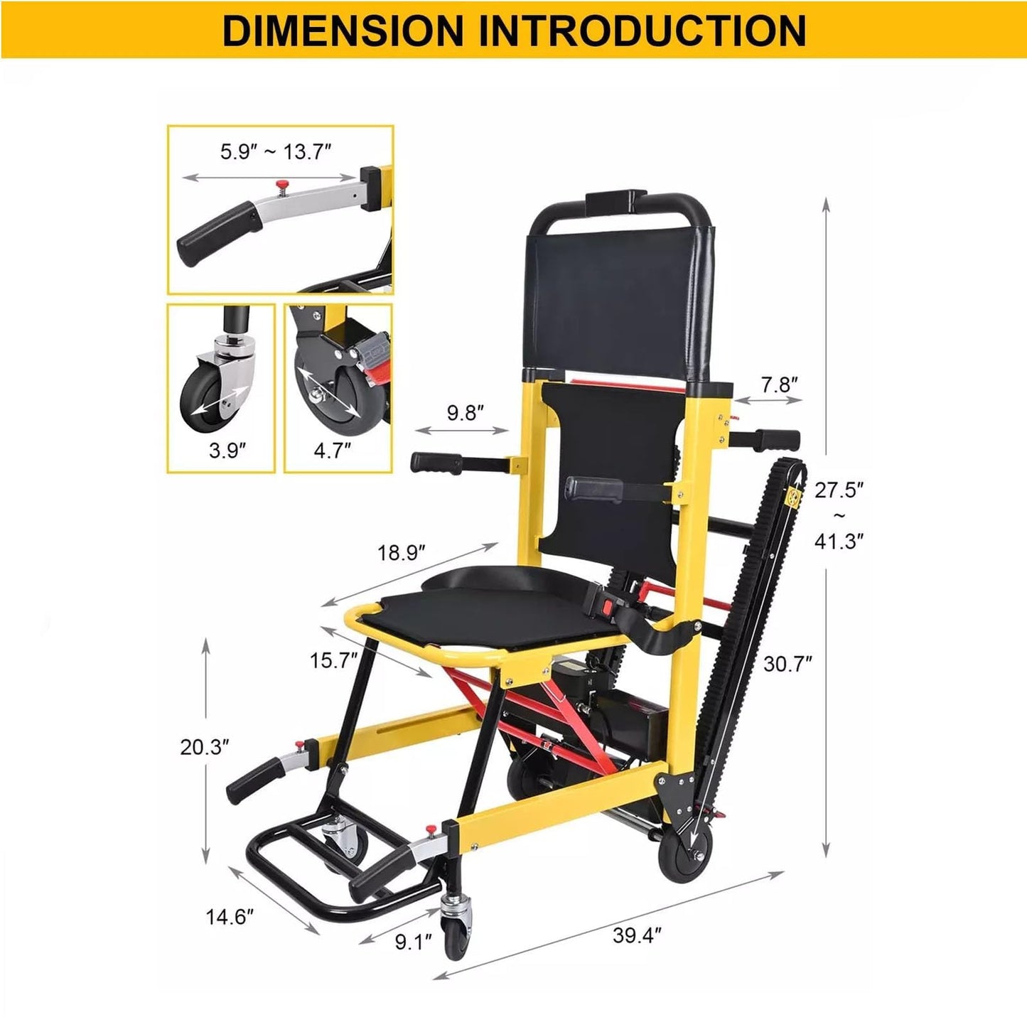 Powered Wheelchair, Stair Climbing Wheelchair Load Capacity 480lbs, Electric Mobile Stair Lifts Chair for Seniors, Foldable Stair Chair