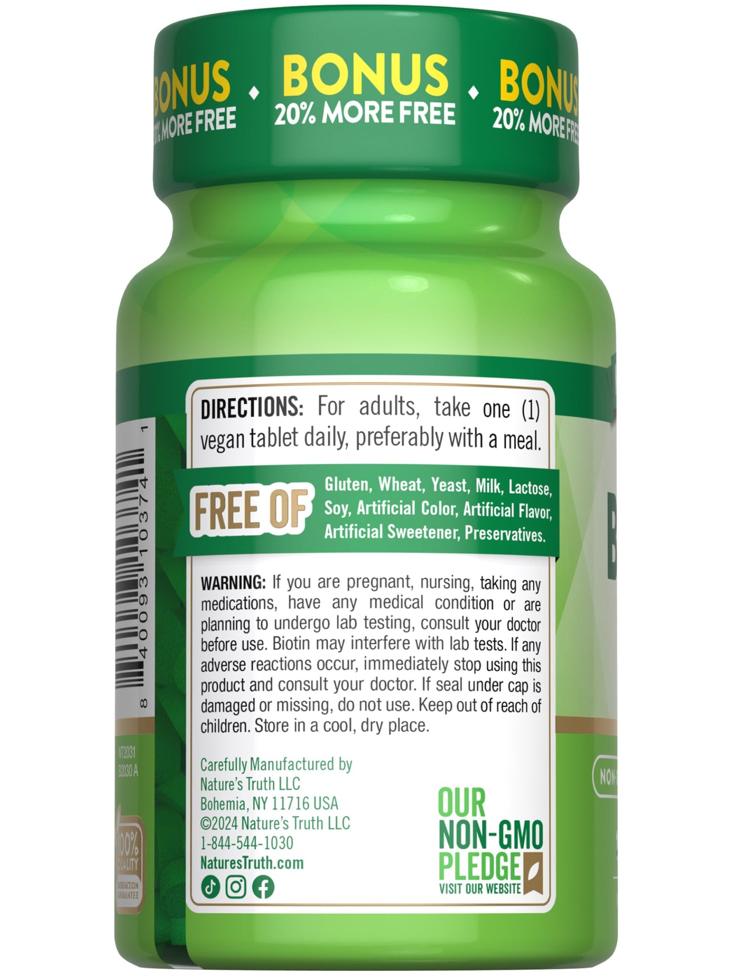 Nature's Truth Biotin 1000mcg | 120 Tablets | Vegan, Non-GMO, Gluten Free Supplement
