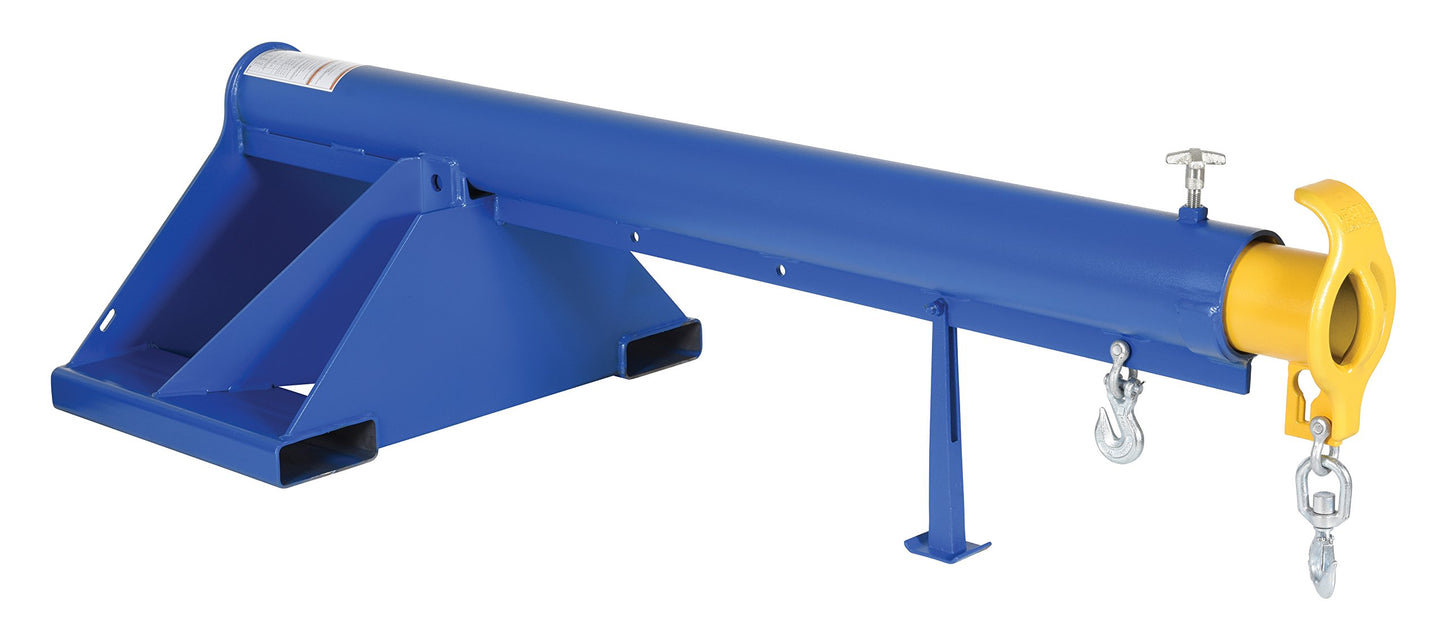 Vestil LM-1T-6-30 Steel Telescoping Lift Boom 30 In. Fork Pocket Center 6,000 Lb. Capacity Blue and Yellow