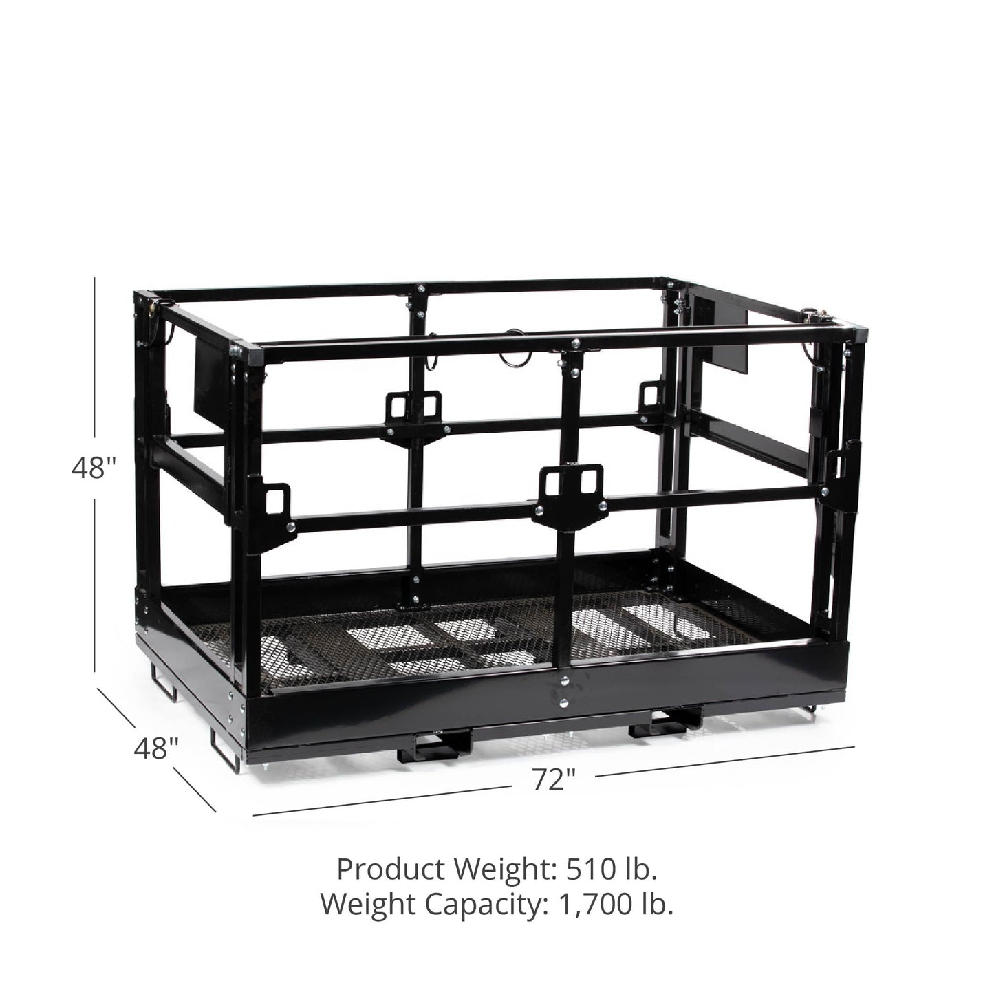 Titan Attachments 4' x 6' Mesh Telehandler Work Platform, Man Safety Basket, Forklift Attachment, Safety Cage