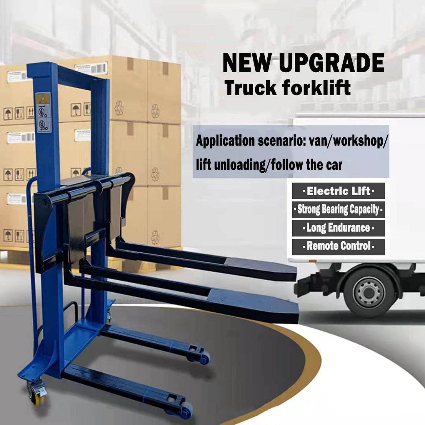 Handling Tools- Semi Electric Forklift Pallet Stacker Hand Truck,Hydraulic Portable Material Lifts Pallet Jack Lift with Remote Control, 1500lbs Capacity 51" /63" Lift Height Adjustable Forks