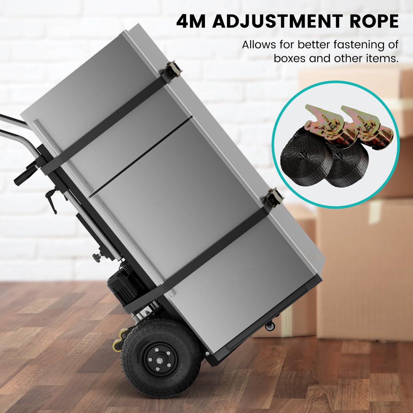 Electric Stair Climbing Dolly, 1200w Electric Hand Trucks Foldable, Large Capacity Stair Climbing Hand Trucks Dolly Cart with 4m Safety Rope, for Mobile Furniture Logistics Warehouse (Black)