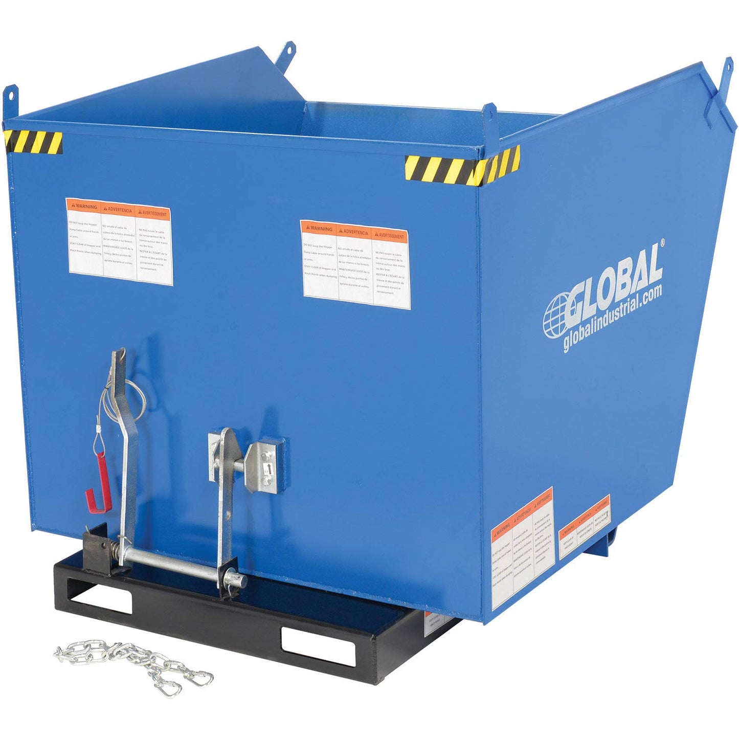 Global Industrial 1 Cubic Yard Low-Profile Self-Dumping Forklift Hopper, 6000 Lb. Capacity, Durable Steel Construction, Blue & Black, 51-1/4"L x 51" W x 28-3/16"H