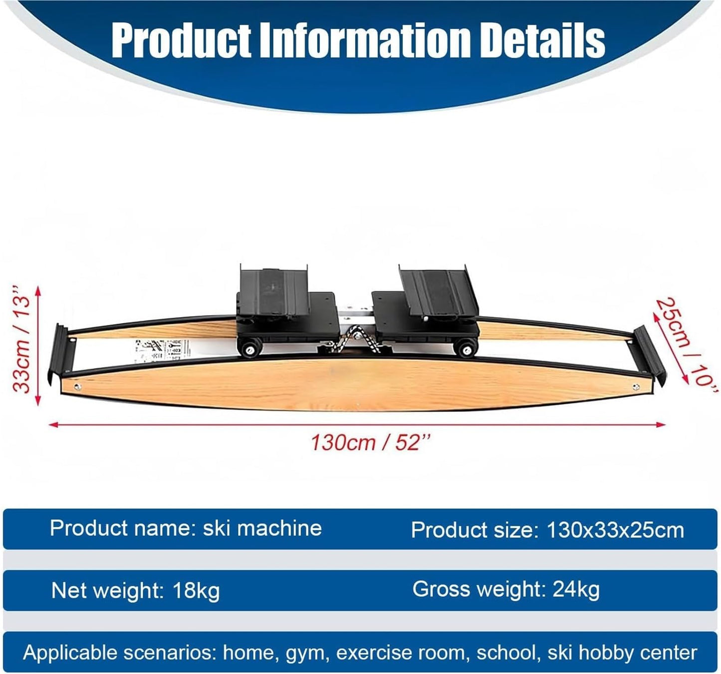 Ski Simulator,Ski Machine, Adjustable Resistance 0-100kg for Waist Abdomen and Leg Training with Ski Poles and Mats