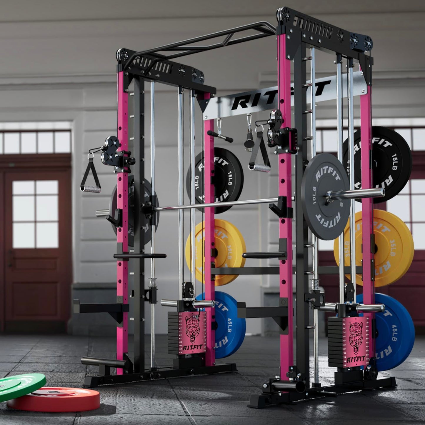 RitFit WSM1 Weight Stack Set 286lbs for M1 Smith Machine, Compatible with M1 & M1 Pro Power Cage (Weight Stack Pink Only)