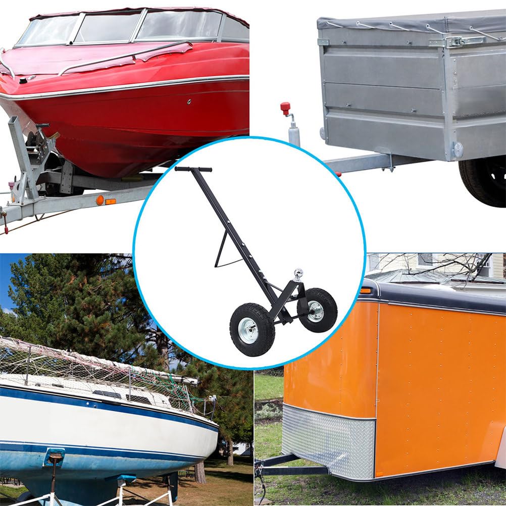 CWKISS Heavy Duty Trailer Dolly with 10" Pneumatic Tires, 800 lbs Load Capacity, 44" Long Handle & 1-7/8" Hitch Ball, Manual Steel Tow Dolly for Boat, Utility, Jet Ski, and Cargo Trailers,Black