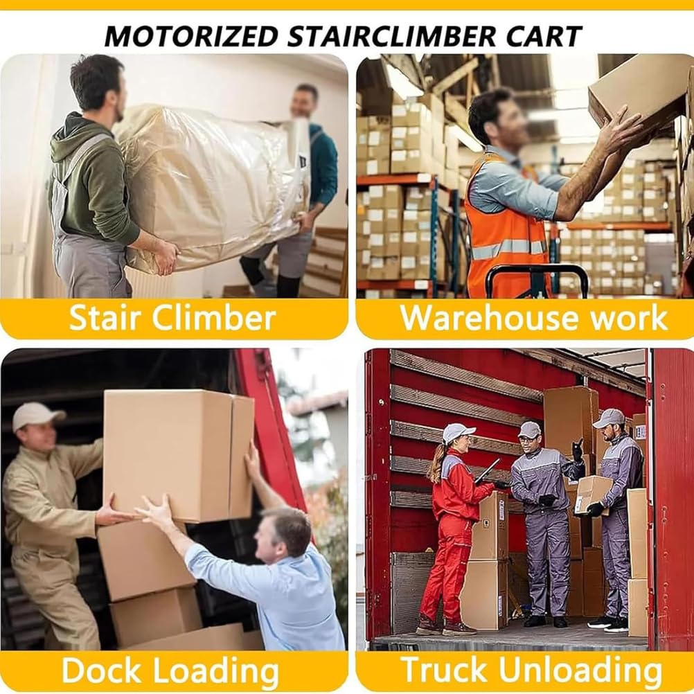 Electric Stair Climber Heavy Object Sack Truck Removable Battery Load Capacity for Straight Curved Stairs Effortless Heavy Load Transport Electric Stair Climbing (E)