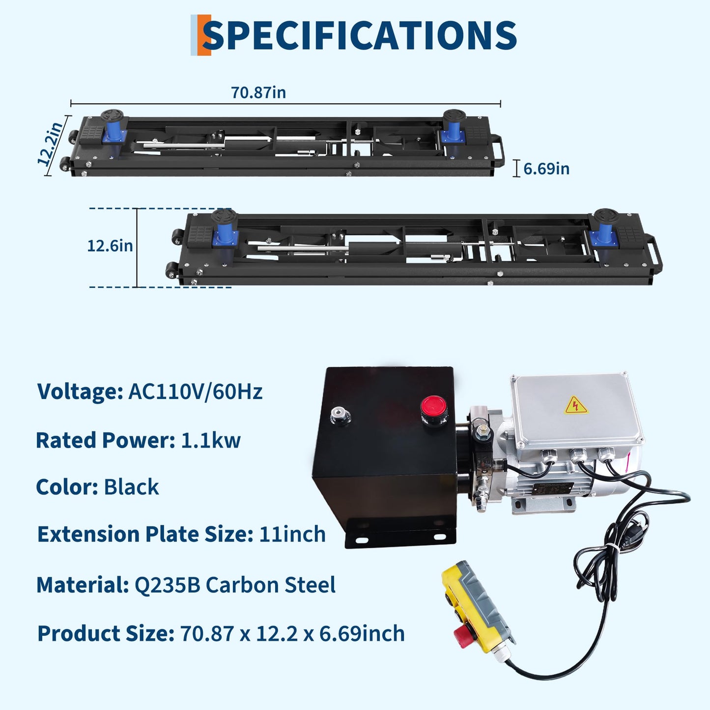 GarveeTech Portable Car Lift 5000 LBS Capacity, Low Profile Hydraulic Quick Jack with Extension Plates & Wheels, Quick Jack Car Lift with Dual Safety Lock for Home Garage Vehicle Maintenance