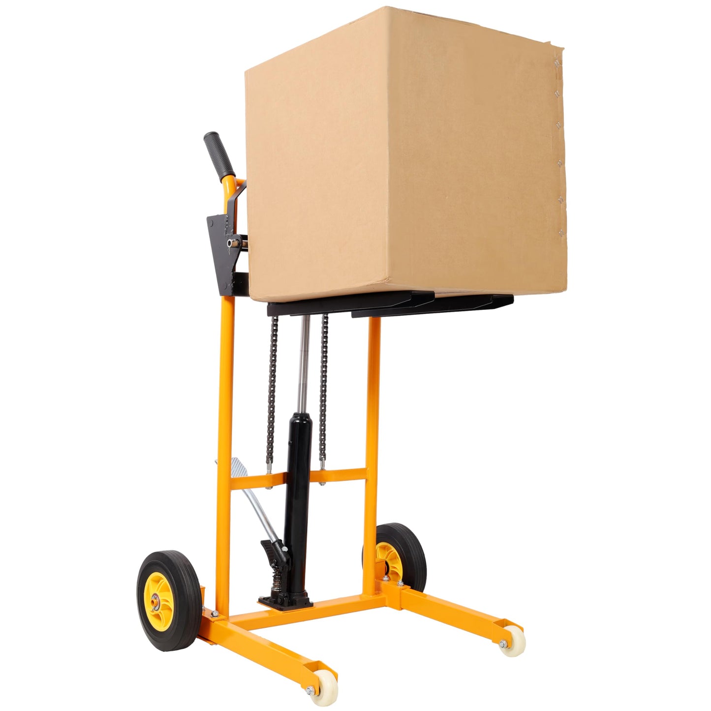 440lbs Hydraulic Material Lift Stacker, 35.5" Max Height, Fork Lift with Adjustable Forks, Manual Pallet Stacker Lift Dolly with Fixed Legs, Manual Forklift for Supermarket, Warehouse, 2PCS, Blue