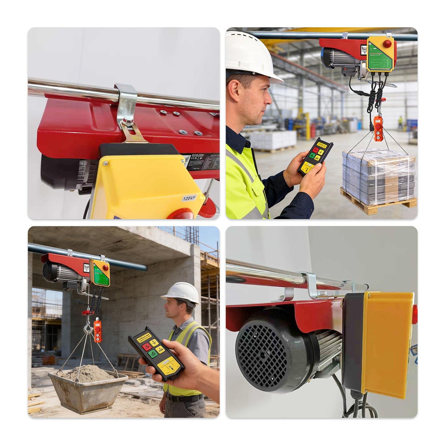 Electric Hoist, 2200 lbs 110V Electric Winch with 328 ft Wireless & 14 ft Wired Remote Control, Single/Double Slings, 40 ft Single Cable Lifting Height, Lift Hoist for Garage Warehouse Factory