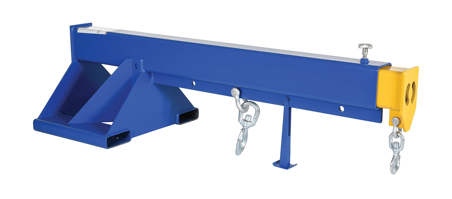 Vestil LM-1T-8-30 Steel Telescoping Lift Boom 30 In. Fork Pocket Center 8,000 Lb. Capacity Blue and Yellow