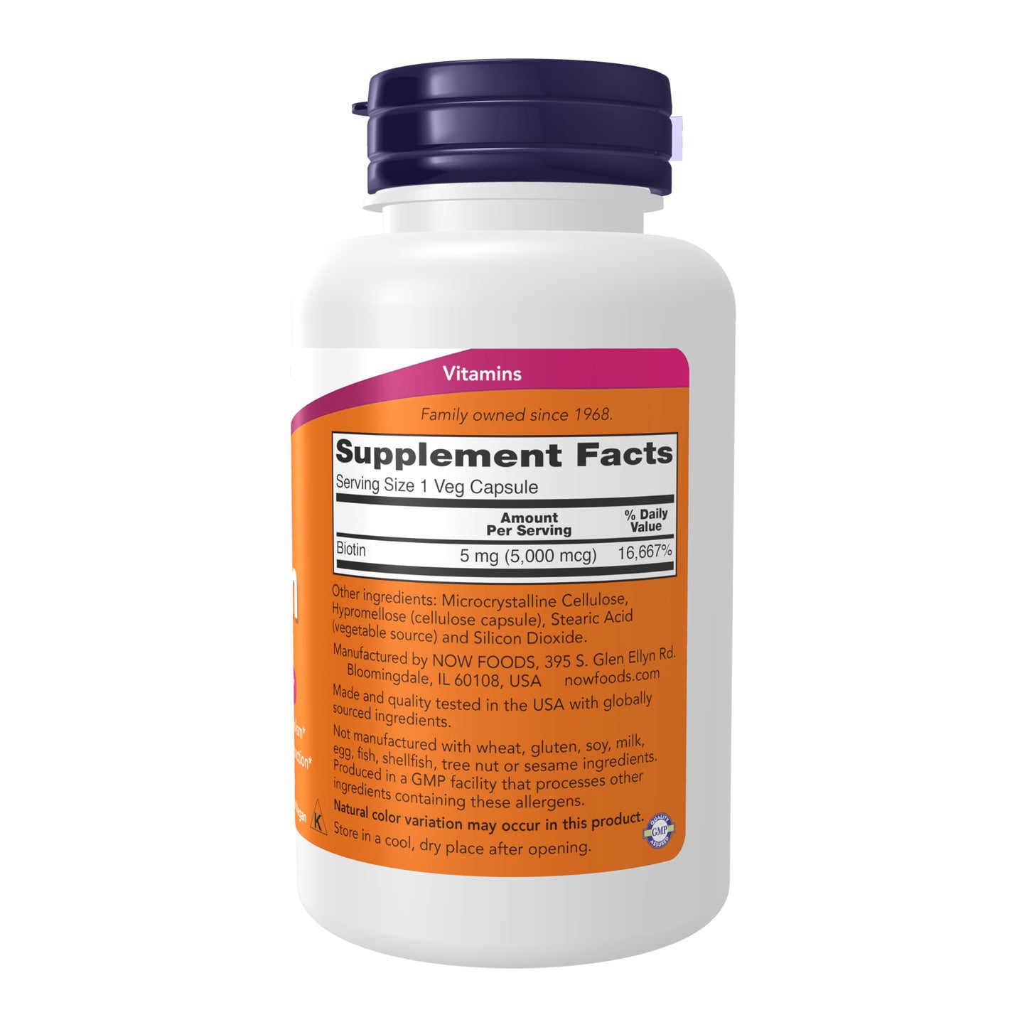 NOW Foods by Now Biotin Energy Production 5000 mcg- 120 Vcaps