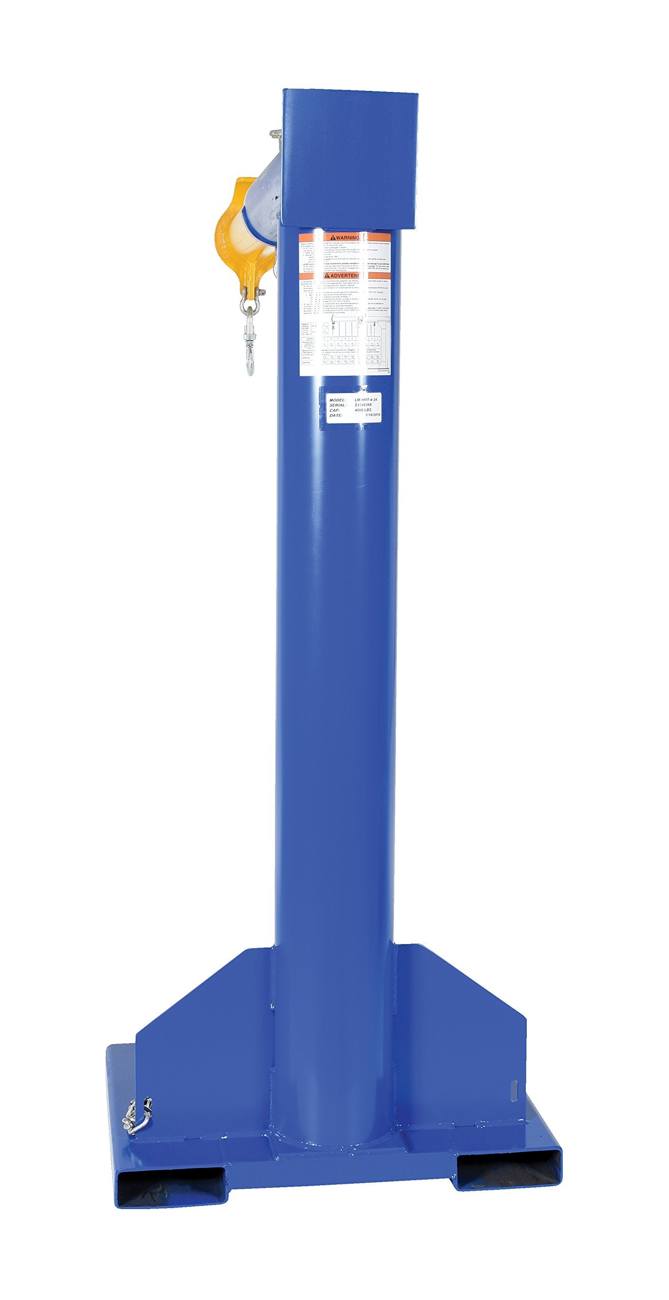 Vestil LM-HRT-4-24 Steel High Rise Telescoping Boom 24 In. Fork Pocket Center 4,000 Lb. Capacity Blue