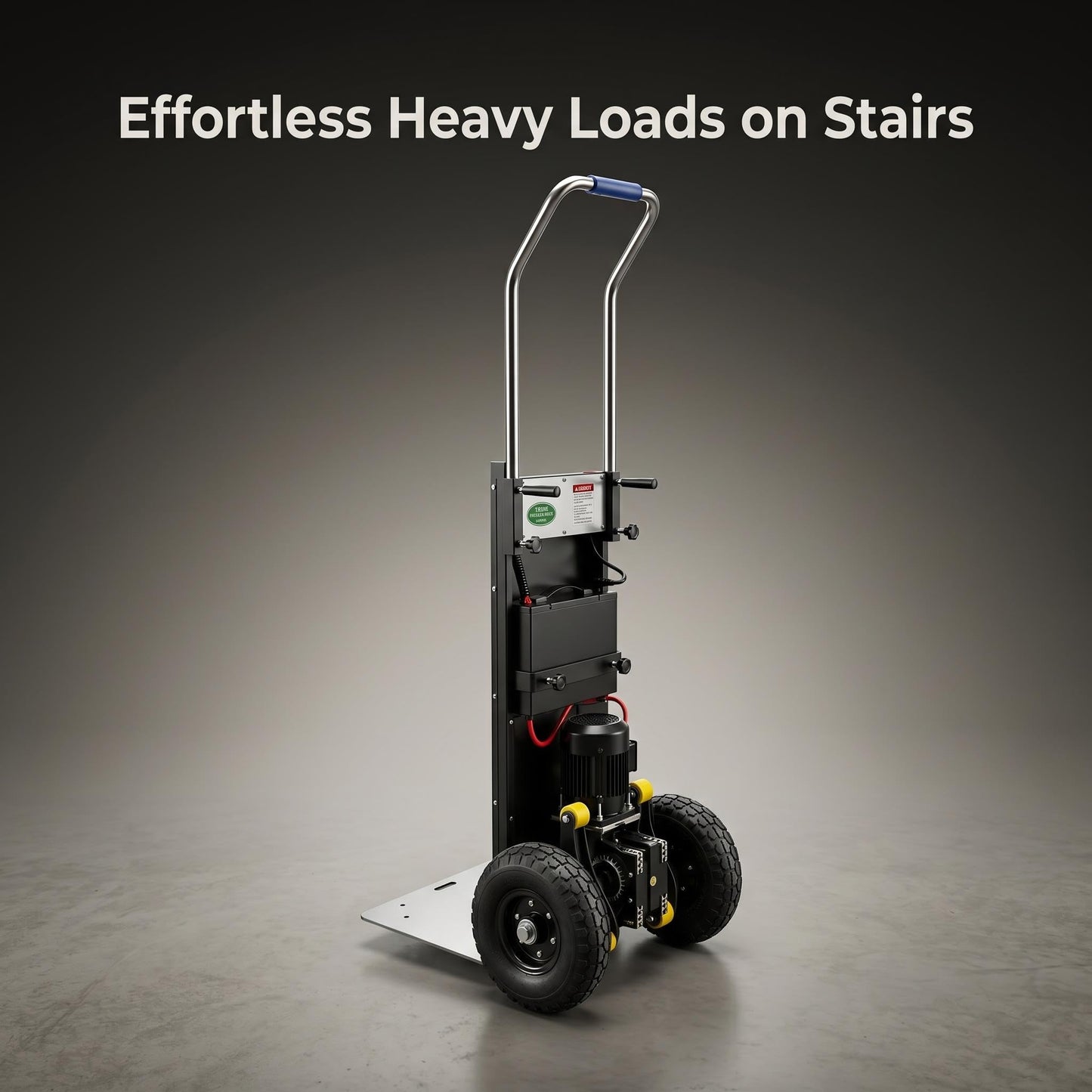 Electric Stair Climber, 2500W, Motorized Stair Climbing Hand Truck 1600 lbs Load, Heavy Duty Folding Dolly with Brake System & Anti-Tip Wheels for Logistics, Warehouse & Home Moving (Black)