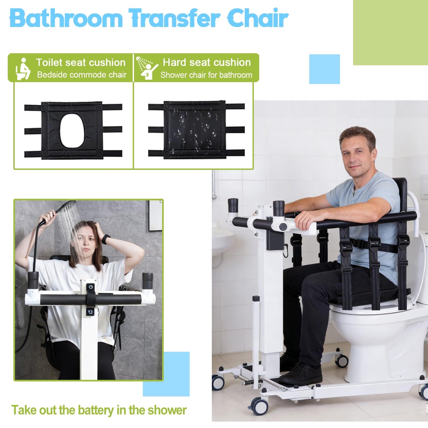 AUVKMUY Electric Patient Lift Transfer Chair - Folding Portable Handicap Lift for Home/Car/Bathroom,260LBS Capacity Upgrade Electric Transfer Lift for Seniors