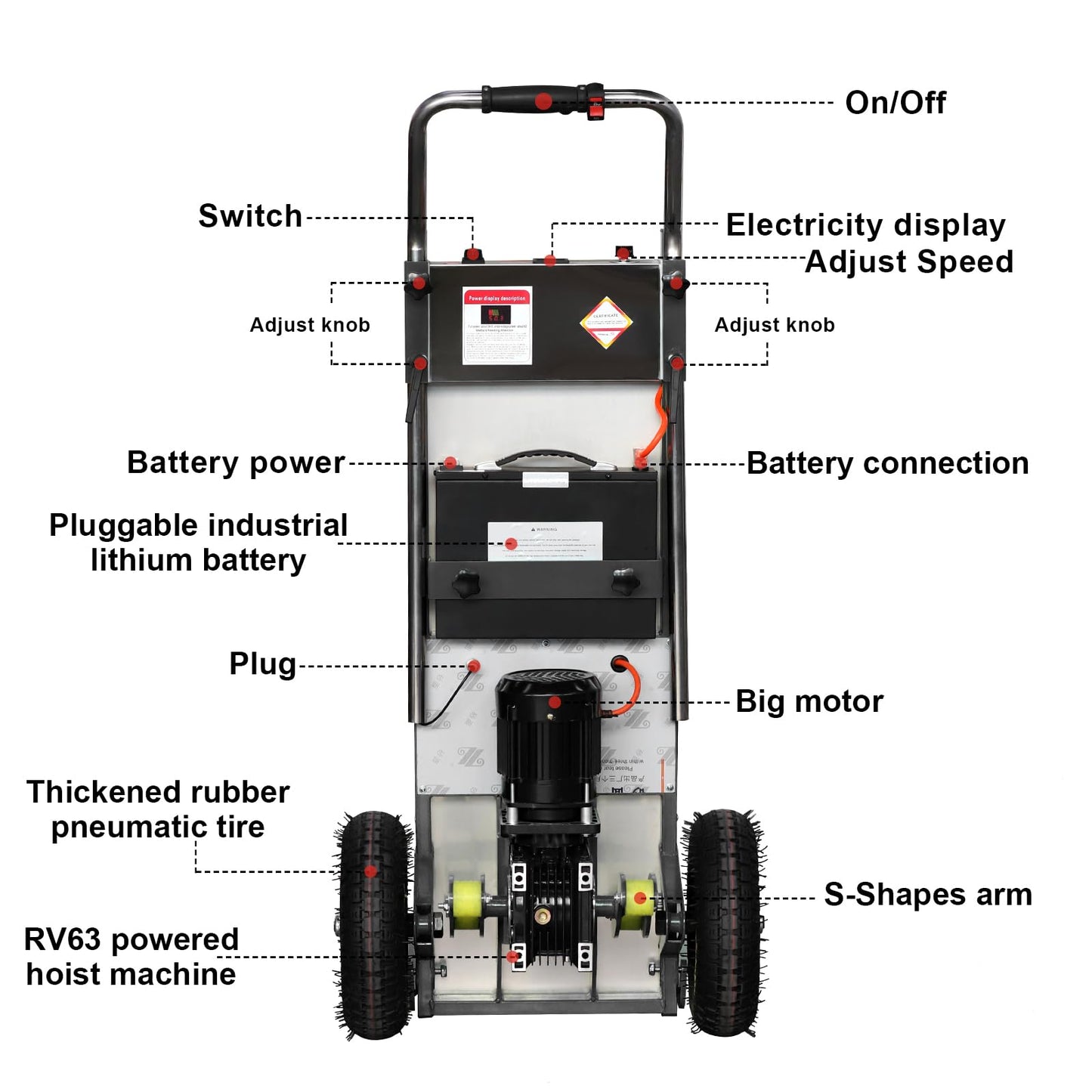 HITUGU Electric Stair Climbing Hand Trucks Dolly Cart for Moving, 880lb Heavy Duty Folding Stair Climber Cart Hand Trolley Motor Battery Powered for Furniture Family Logistics Warehouse