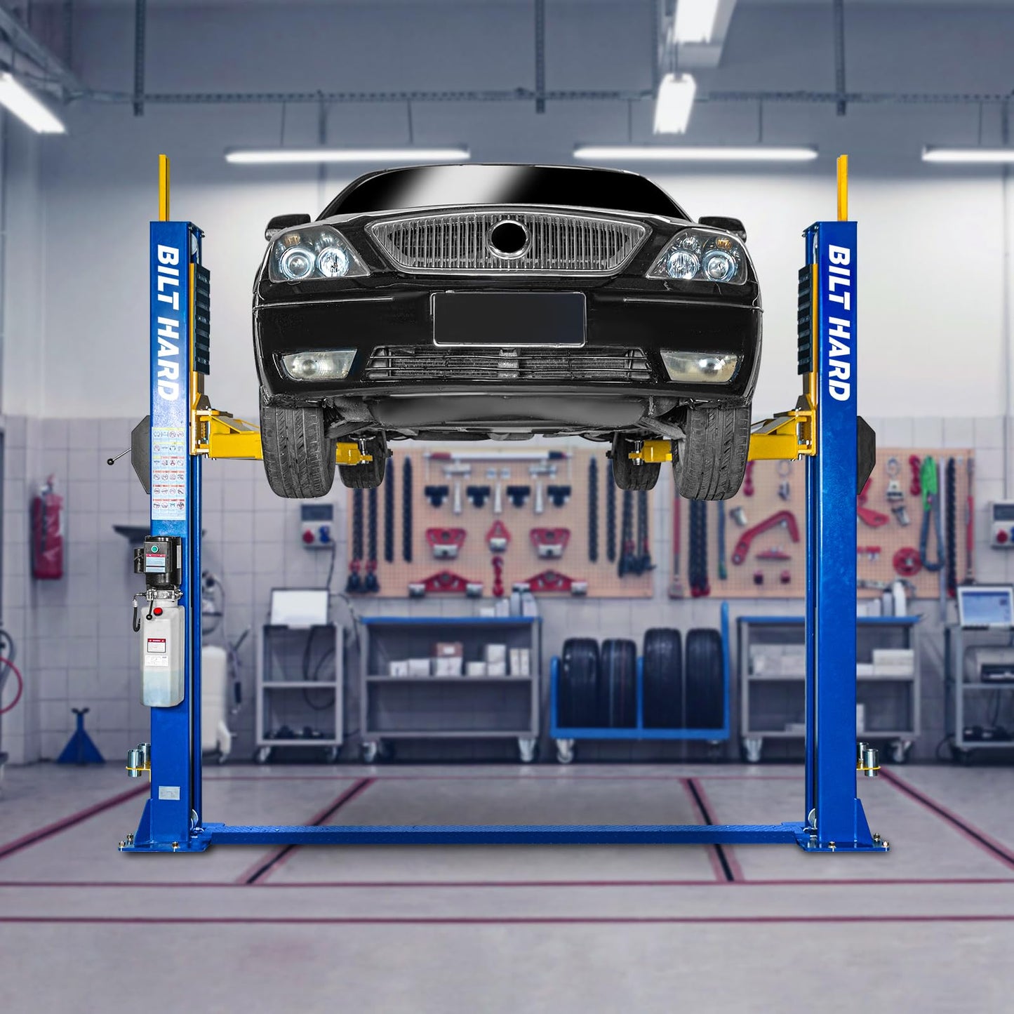 BILT HARD 2 Post Automotive Car Lift, 12,000 lbs Capacity Free-Standing 2-Post Car Lift, 220V 4HP Motor with Single Point Lock Release for Auto Repaire Shop