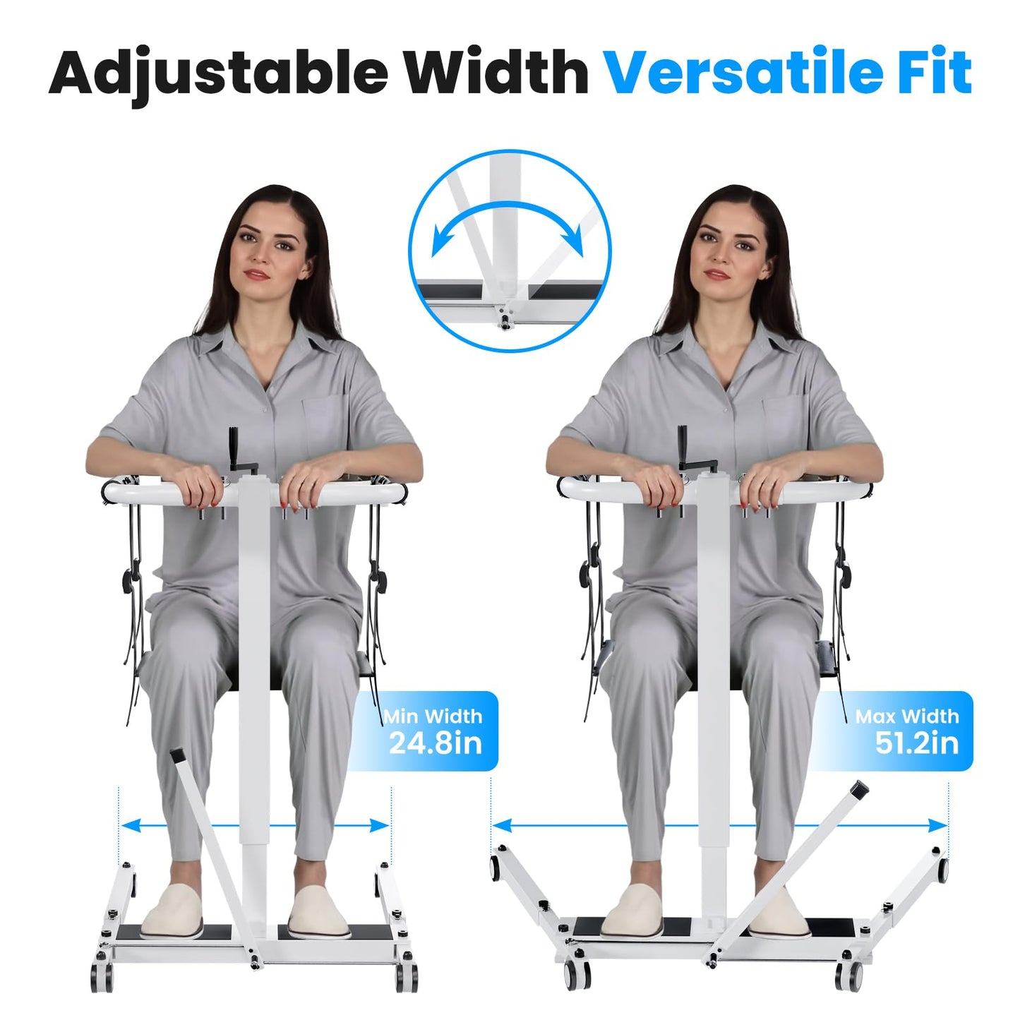 Portable Patient Lift Chair, Transfer Chair for Elderly & Disabled, Folding Wheelchair Lift for Home, Bathroom & Car Transfers, 3 Seat Cushions Included, 287lbs Capacity